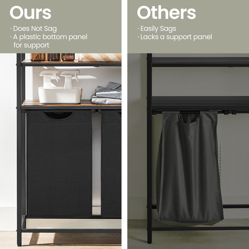 Laundry Sorter with 2 Removable Bags and 2 Storage Shelves for Bathroom or Bedroom by Vasagle