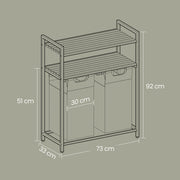 Laundry Sorter with 2 Removable Bags and 2 Storage Shelves for Bathroom or Bedroom by Vasagle