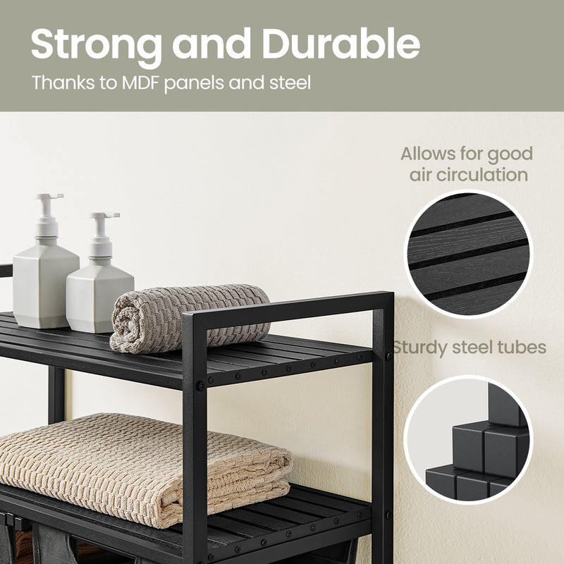 Laundry Sorter with 2 Removable Bags and Storage Shelves for Bathroom or Bedroom by Vasagle