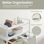 Laundry Hamper with 2 Pull Out Bags and Storage Shelves for Bathroom or Bedroom by Vasagle