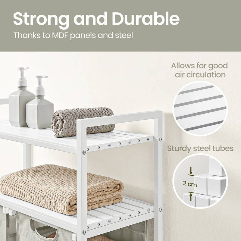 Laundry Hamper with 2 Pull Out Bags and Storage Shelves for Bathroom or Bedroom by Vasagle