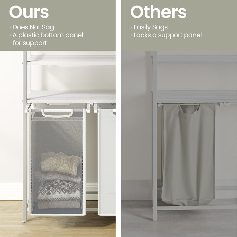 Laundry Hamper with 2 Pull Out Bags and Storage Shelves for Bathroom or Bedroom by Vasagle