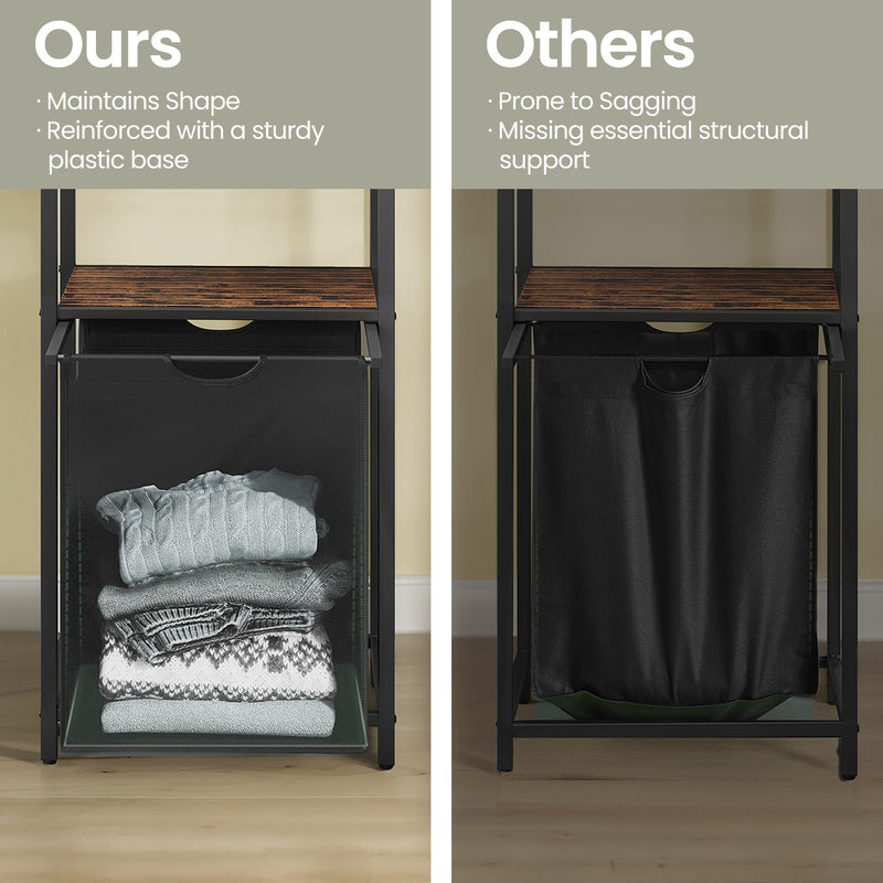 Laundry Hamper with Pull Out Bag and Storage Shelves 65L Capacity for Laundry Room by Vasagle