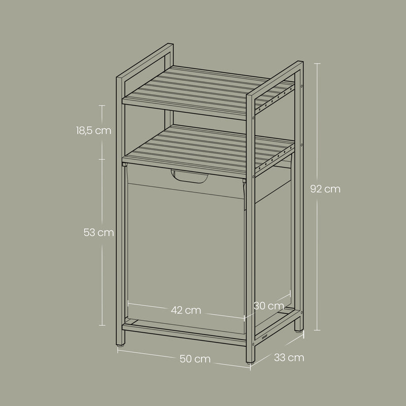 Laundry Hamper with Pull Out Bag and Storage Shelves 65L Capacity for Laundry Room by Vasagle