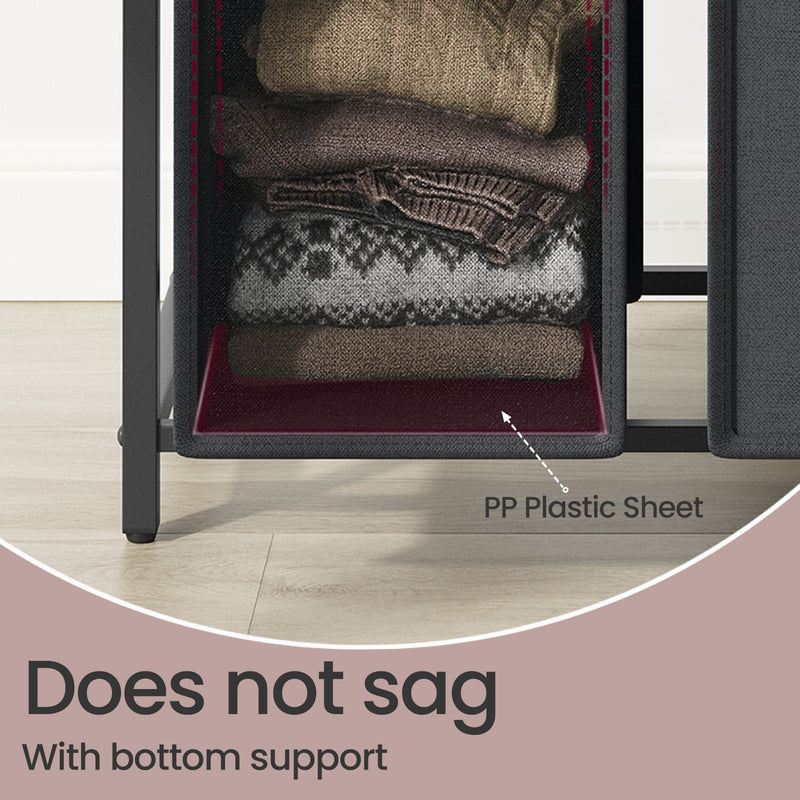 Grey Triple Laundry Sorter with Removable Bags and Shelf by Vasagle 116 x 33 x 72 cm