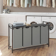 4 Bag Laundry Sorter with Removable Pull Out Hampers for Organised Washing by Vasagle