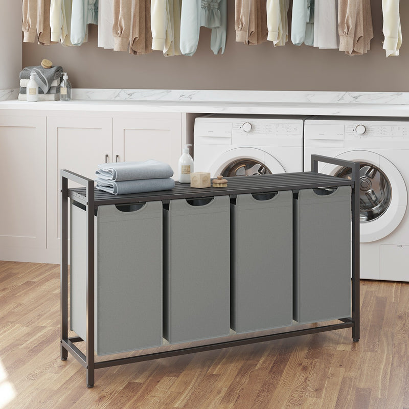 4 Bag Laundry Sorter with Removable Pull Out Hampers for Organised Washing by Vasagle