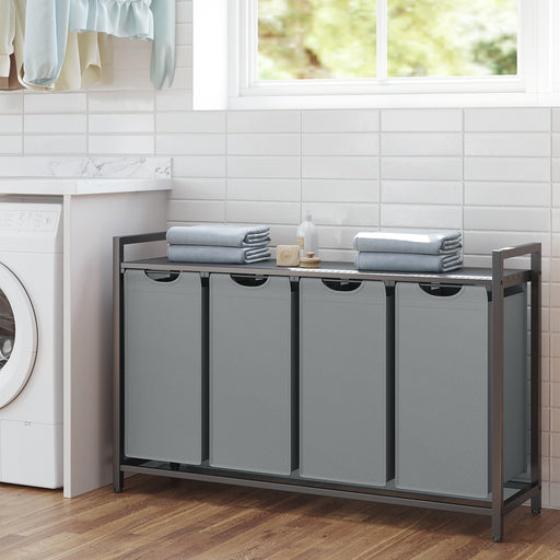 4 Bag Laundry Sorter with Removable Pull Out Hampers for Organised Washing by Vasagle