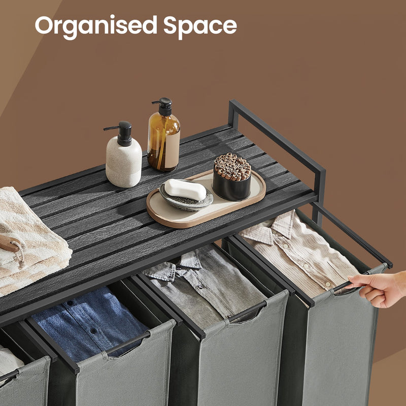 4 Bag Laundry Sorter with Removable Pull Out Hampers for Organised Washing by Vasagle