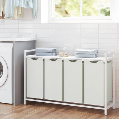 4 Bag Laundry Sorter with Removable Pull Out Hampers and Sturdy Frame by Vasagle