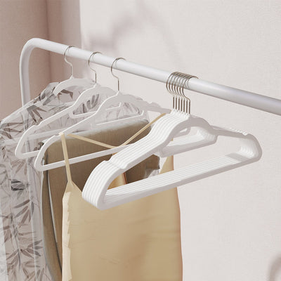 Set of 20 Non Slip White Velvet Clothes Hangers with Silver Swivel Hooks by Songmics