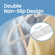 Set of 20 Non Slip White Velvet Clothes Hangers with Silver Swivel Hooks by Songmics