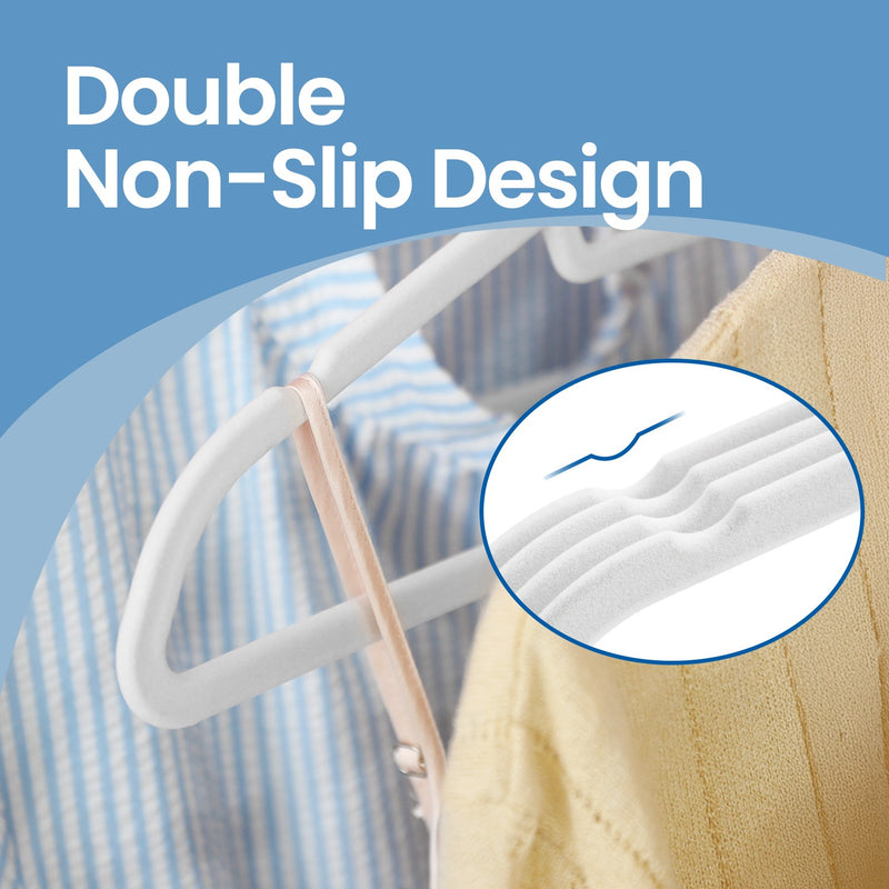Set of 20 Non Slip White Velvet Clothes Hangers with Silver Swivel Hooks by Songmics