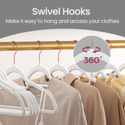 Set of 50 Non Slip Velvet Clothes Hangers with Rose Gold Swivel Hooks by Songmics
