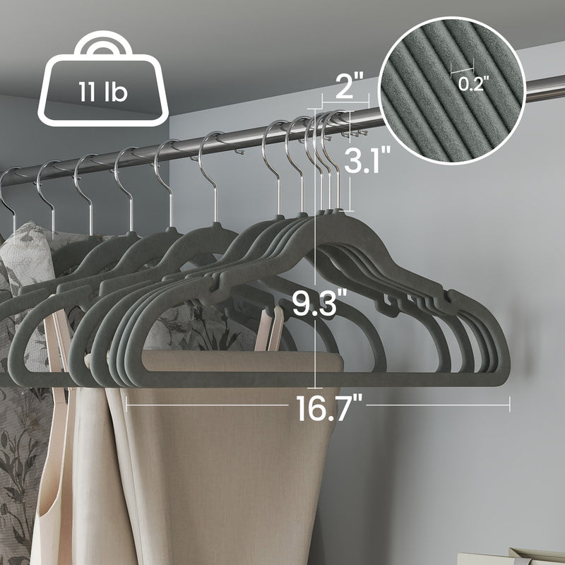 Velvet Clothes Hangers 30 Pack Non Slip Suit Hangers with Shoulder Notches by Songmics