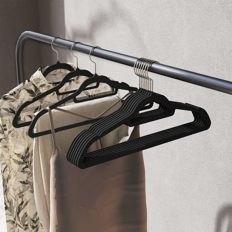 Set of 20 Non Slip Velvet Clothes Hangers with Silver Swivel Hooks by Songmics