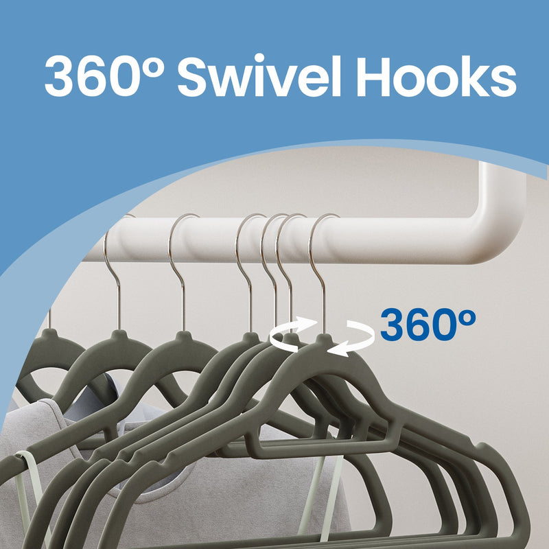 Velvet Clothes Hangers Set of 20 with Rose Gold Swivel Hook Non Slip Design by Songmics