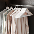 White Solid Wood Clothes Hangers Set of 10 with Shoulder Grooves for Suits and Coats by Songmics