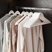 White Solid Wood Clothes Hangers Set of 10 with Shoulder Grooves for Suits and Coats by Songmics