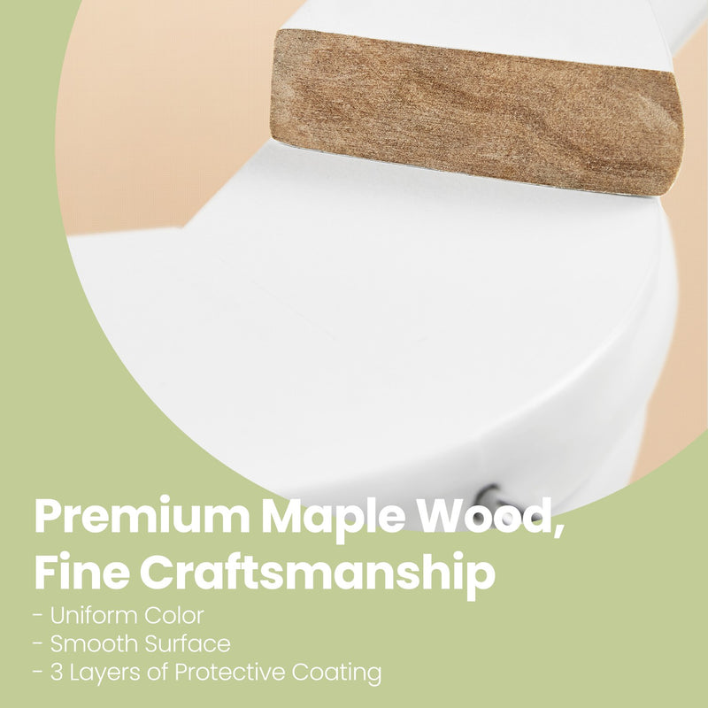 White Solid Wood Clothes Hangers Set of 10 with Shoulder Grooves for Suits and Coats by Songmics