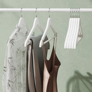 White Solid Wood Clothes Hangers Set of 10 with Shoulder Grooves for Suits and Coats by Songmics