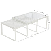 Set of 2 Stackable Expandable Metal Cupboard Organisers for Kitchen Storage White by Songmics