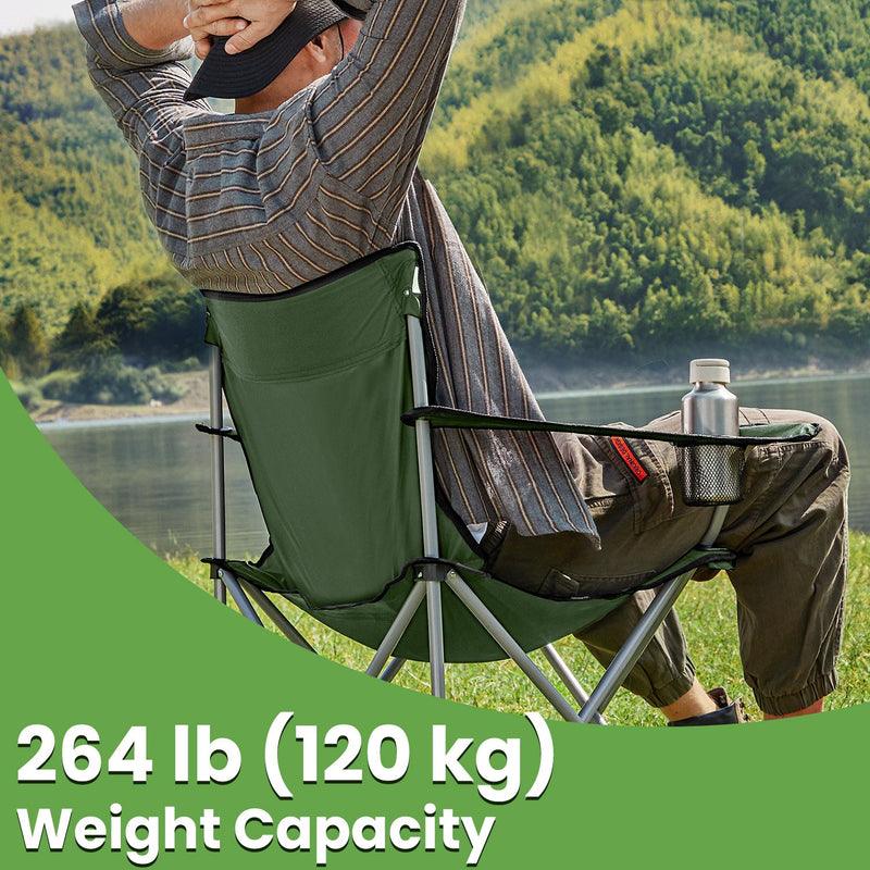 Set of 2 Folding Camping Chairs with Armrests and 120 kg Weight Capacity by Songmics