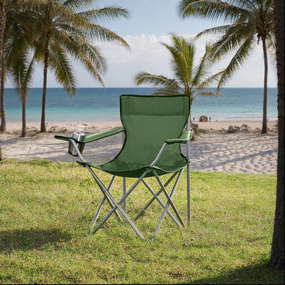 Set of 2 Folding Camping Chairs with Armrests and 120 kg Weight Capacity by Songmics