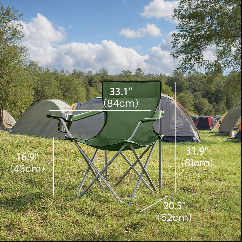 Set of 2 Folding Camping Chairs with Armrests and 120 kg Weight Capacity by Songmics