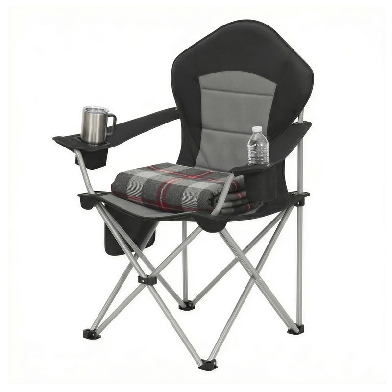 Folding Camping Chair With High Back & Cup Holders 61x93x108cm by SONGMICS Songmics
