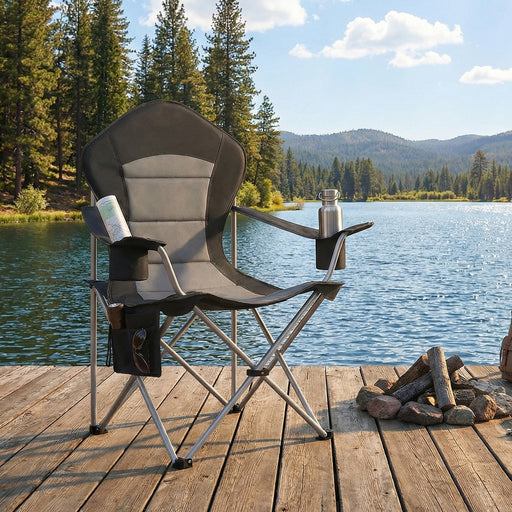 Folding Camping Chair With High Back & Cup Holders 61x93x108cm by SONGMICS Songmics