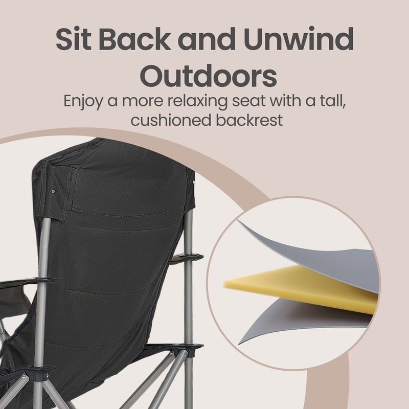 Folding Camping Chair With High Back & Cup Holders 61x93x108cm by SONGMICS Songmics