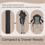 Folding Camping Chair With High Back & Cup Holders 61x93x108cm by SONGMICS Songmics