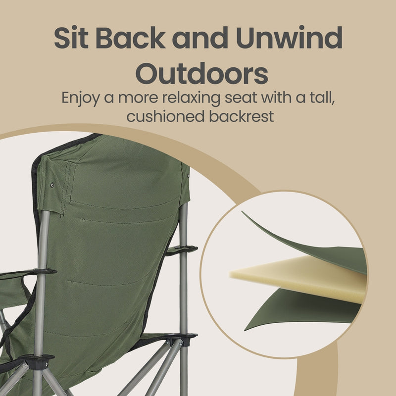 Lightweight Folding Camping Chair With Arm Rests, High Back, Wide Seat, & Cup Holders by SONGMICS Songmics