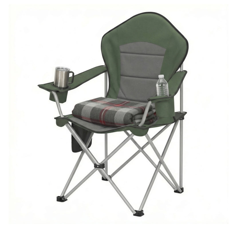 Lightweight Folding Camping Chair With Arm Rests, High Back, Wide Seat, & Cup Holders by SONGMICS Songmics