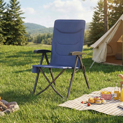 Folding Reclining Camping Chair With Arm Rests 6-Position Blue by SONGMICS Songmics