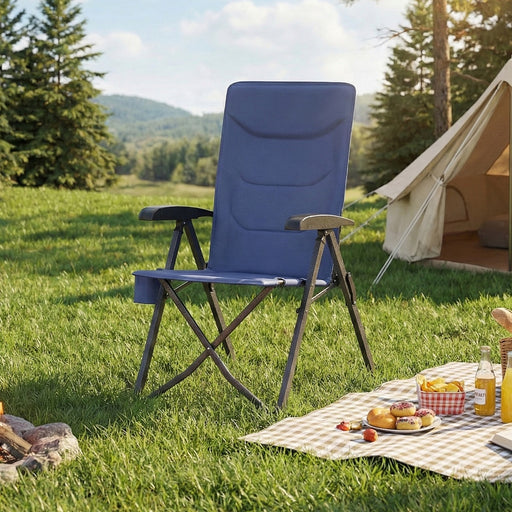 Folding Reclining Camping Chair With Arm Rests 6-Position Blue by SONGMICS Songmics