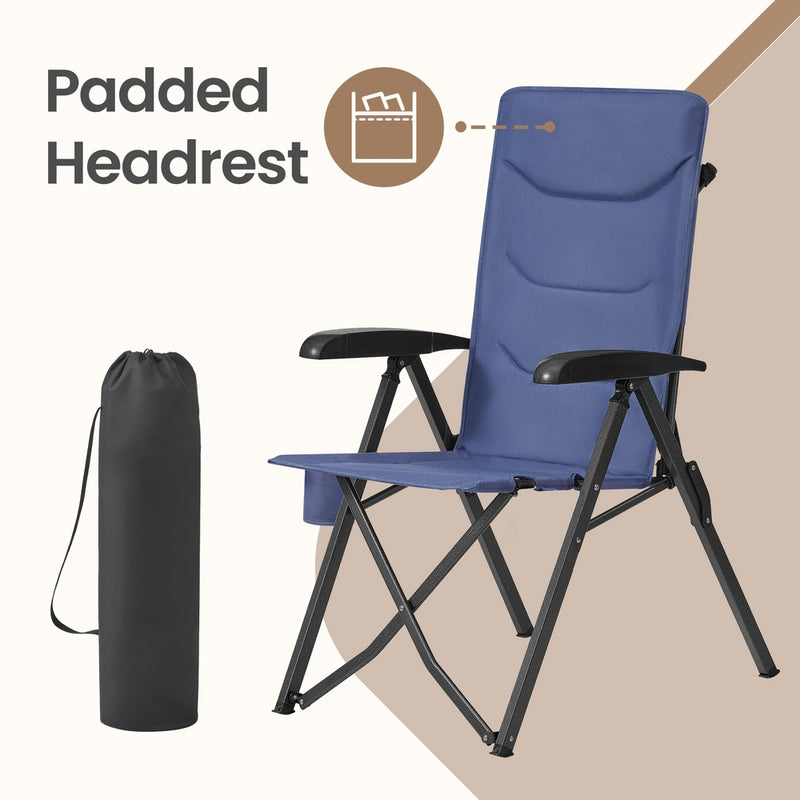 Folding Reclining Camping Chair With Arm Rests 6-Position Blue by SONGMICS Songmics