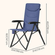 Folding Reclining Camping Chair With Arm Rests 6-Position Blue by SONGMICS Songmics