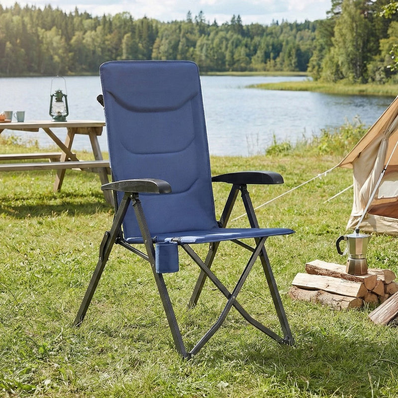 Folding Reclining Camping Chair With Arm Rests 6-Position Blue by SONGMICS Songmics