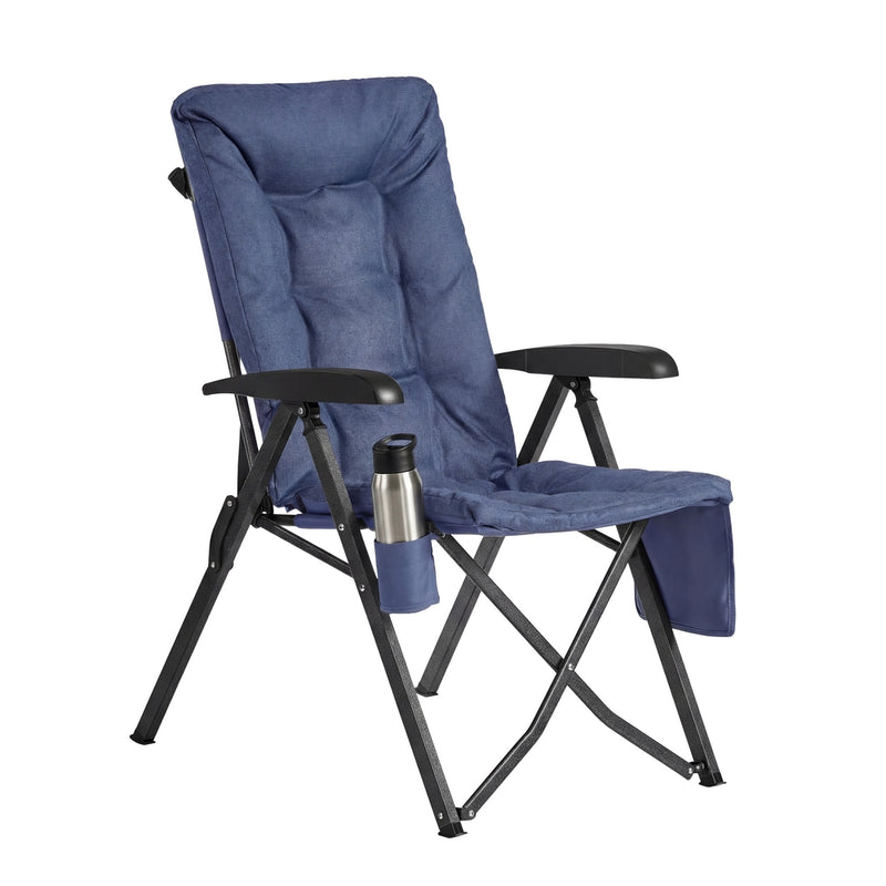 Reclining Camping Chair with High Backrest Cup Holder & Pocket Up To 150kg Capacity by SONGMICS Songmics