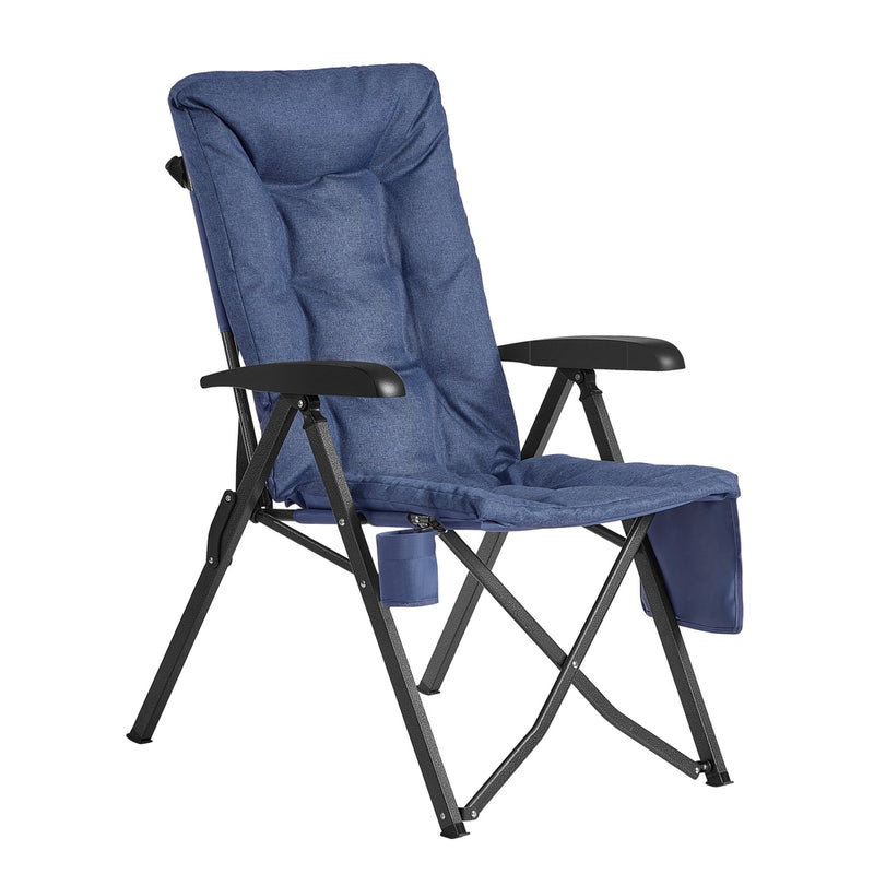 Reclining Camping Chair with High Backrest Cup Holder & Pocket Up To 150kg Capacity by SONGMICS Songmics
