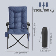 Reclining Camping Chair with High Backrest Cup Holder & Pocket Up To 150kg Capacity by SONGMICS Songmics
