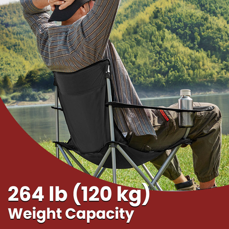 Set of 2 Folding Camping Chairs with Armrests and 120 kg Weight Capacity by Songmics