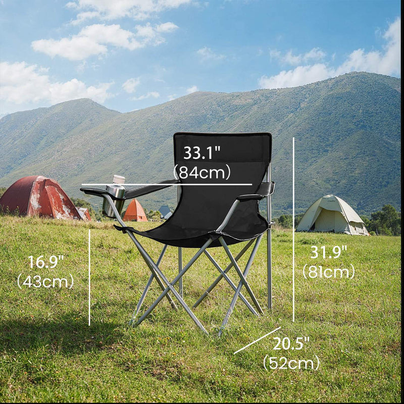 Set of 2 Folding Camping Chairs with Armrests and 120 kg Weight Capacity by Songmics