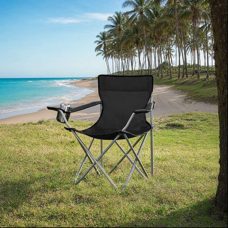 Set of 2 Folding Camping Chairs with Armrests and 120 kg Weight Capacity by Songmics