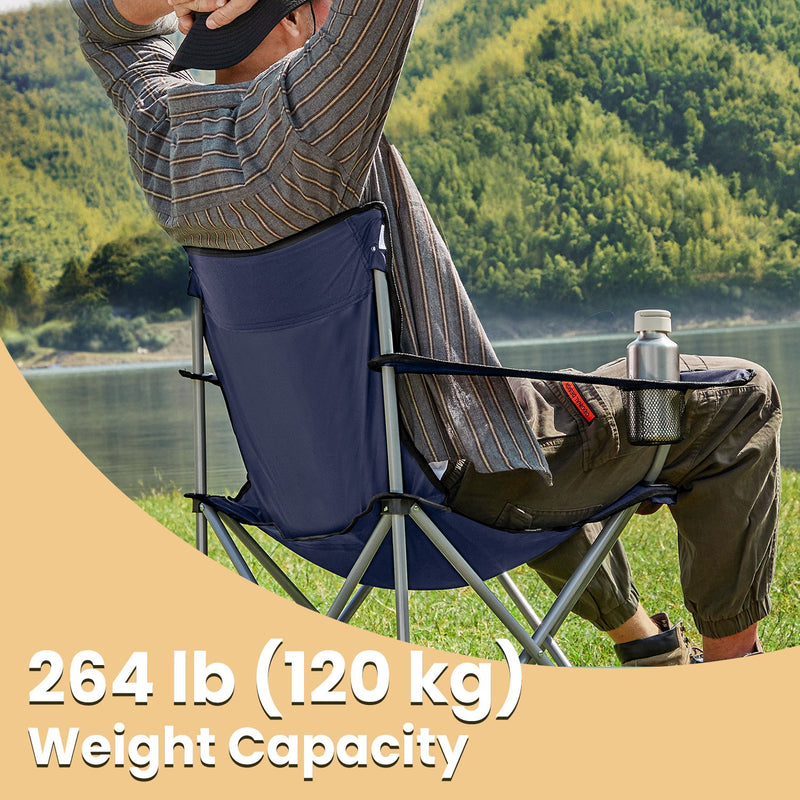Set of 2 Folding Camping Chairs with Armrests and 120 kg Weight Capacity by Songmics