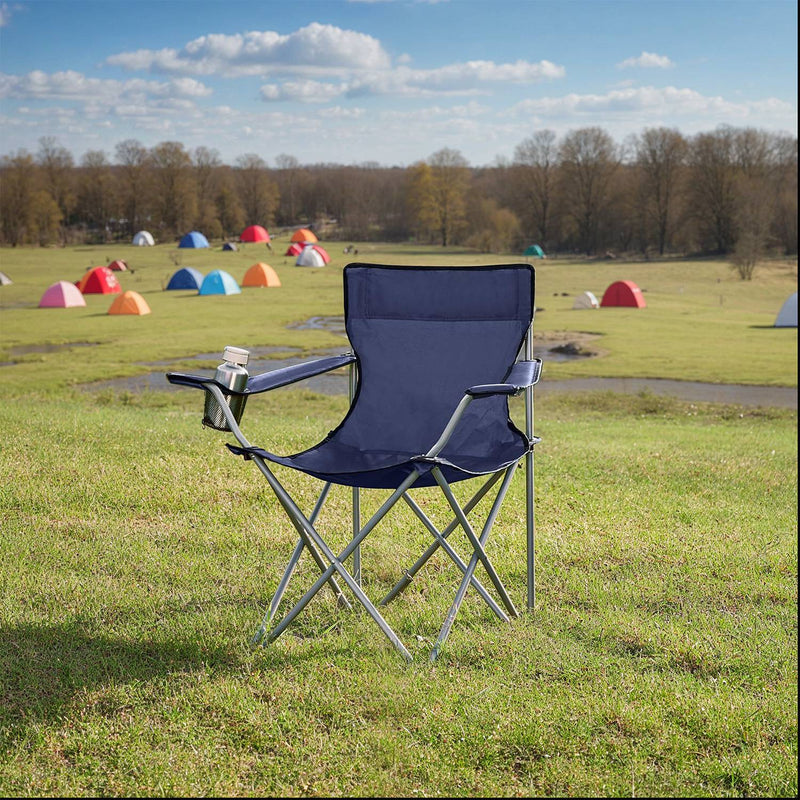 Set of 2 Folding Camping Chairs with Armrests and 120 kg Weight Capacity by Songmics