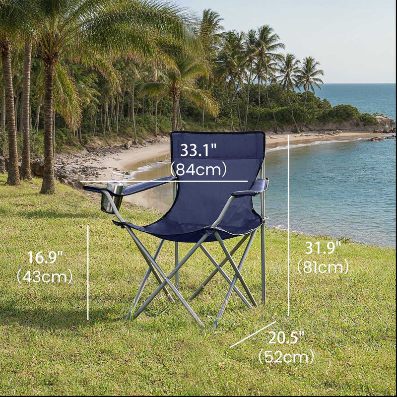 Set of 2 Folding Camping Chairs with Armrests and 120 kg Weight Capacity by Songmics