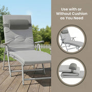 Folding Sun Lounger With Breathable Fabric & Padded Cushion With Neck Pillow by SONGMICS Songmics